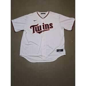 NWOT MLB Nike Minnesota Twins White Home Short Sleeve Button Up Jersey Size XL‎